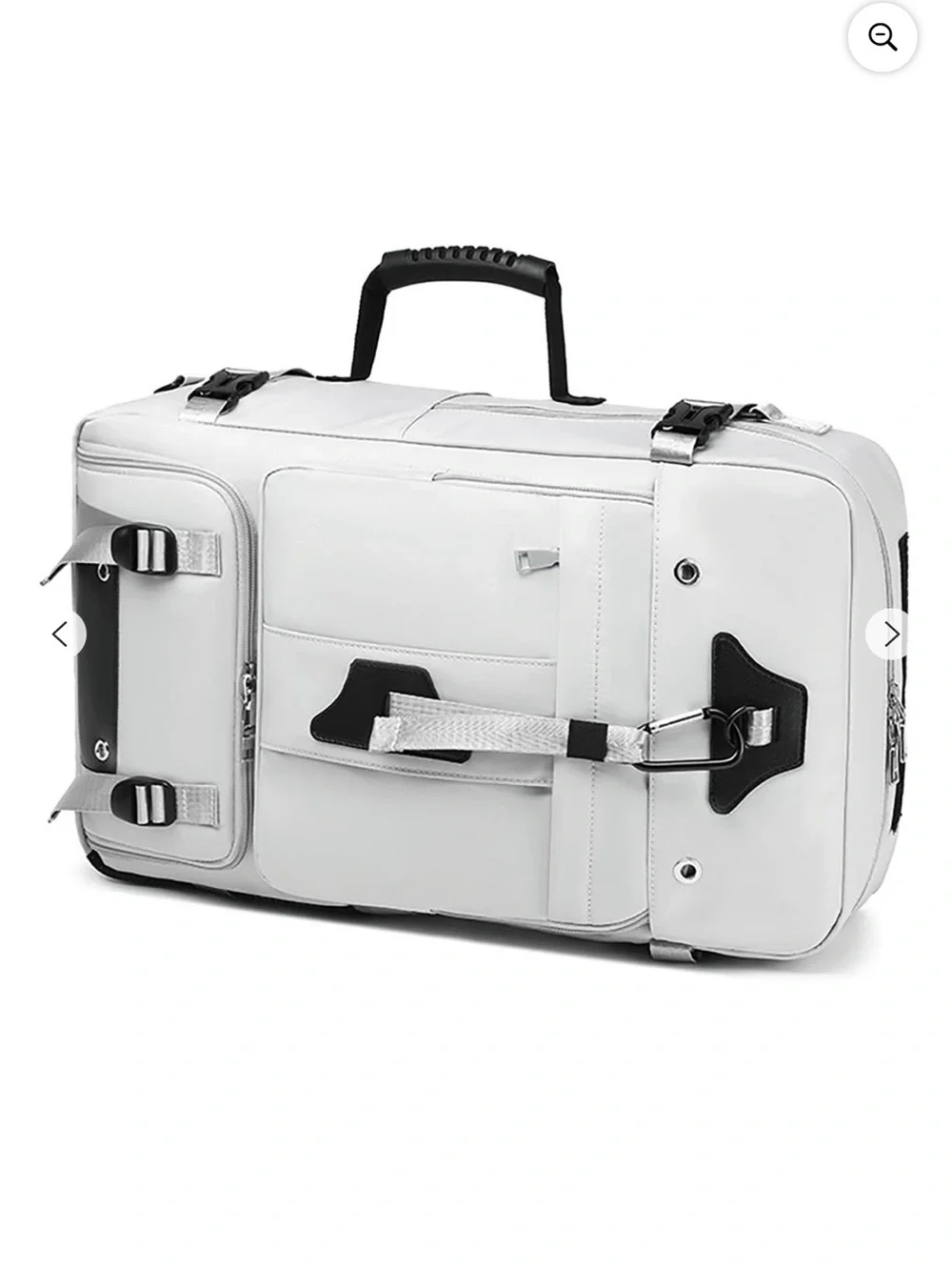 Men's White Travel Duffel with Black Accent Strap